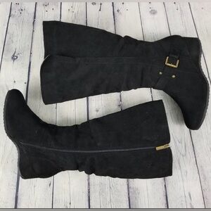 Black Knee-High Women's Wide Calf Boots - Size 10W